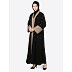 Double layered Dubai abaya- Black-Khaki